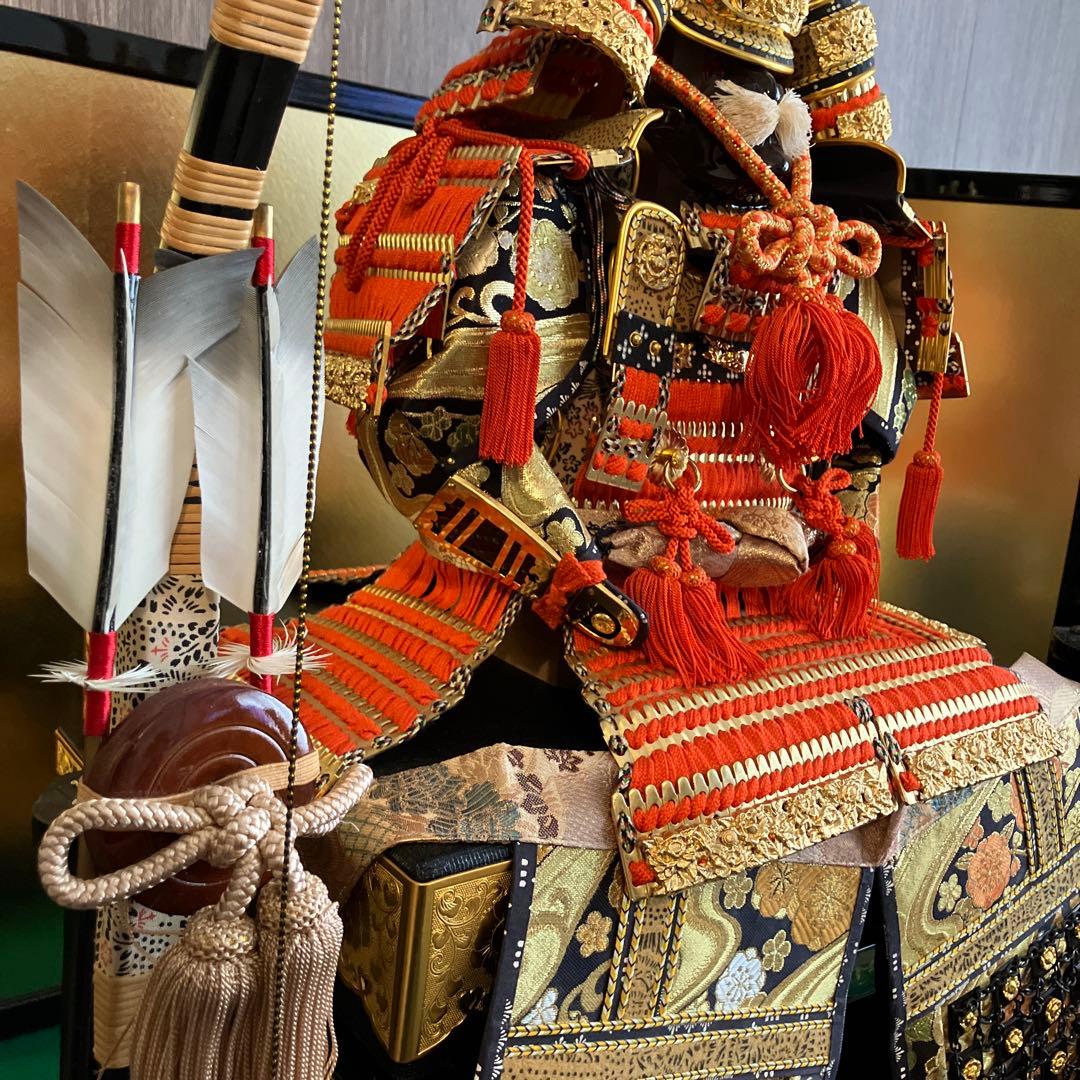 五月人形1️⃣　大鎧　弓太刀　飾り台　金屏風セット　京都平安雅峰　純金箔　子どもの日