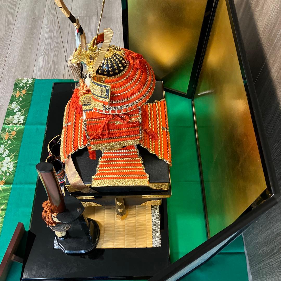 五月人形1️⃣　大鎧　弓太刀　飾り台　金屏風セット　京都平安雅峰　純金箔　子どもの日