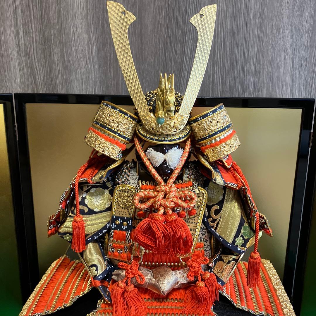 五月人形1️⃣　大鎧　弓太刀　飾り台　金屏風セット　京都平安雅峰　純金箔　子どもの日