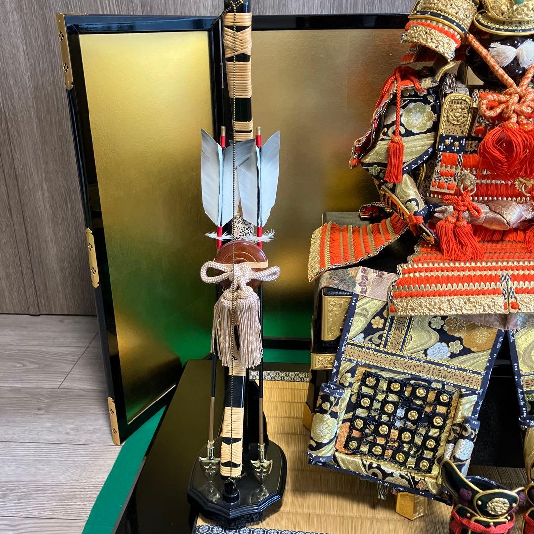 五月人形1️⃣　大鎧　弓太刀　飾り台　金屏風セット　京都平安雅峰　純金箔　子どもの日