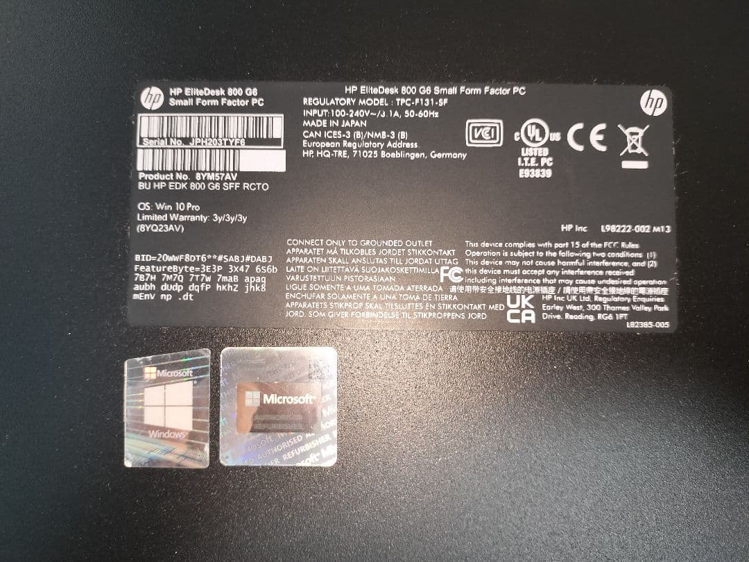 HP EliteBook 800 G6 SFF/CT スモールフォームファクター