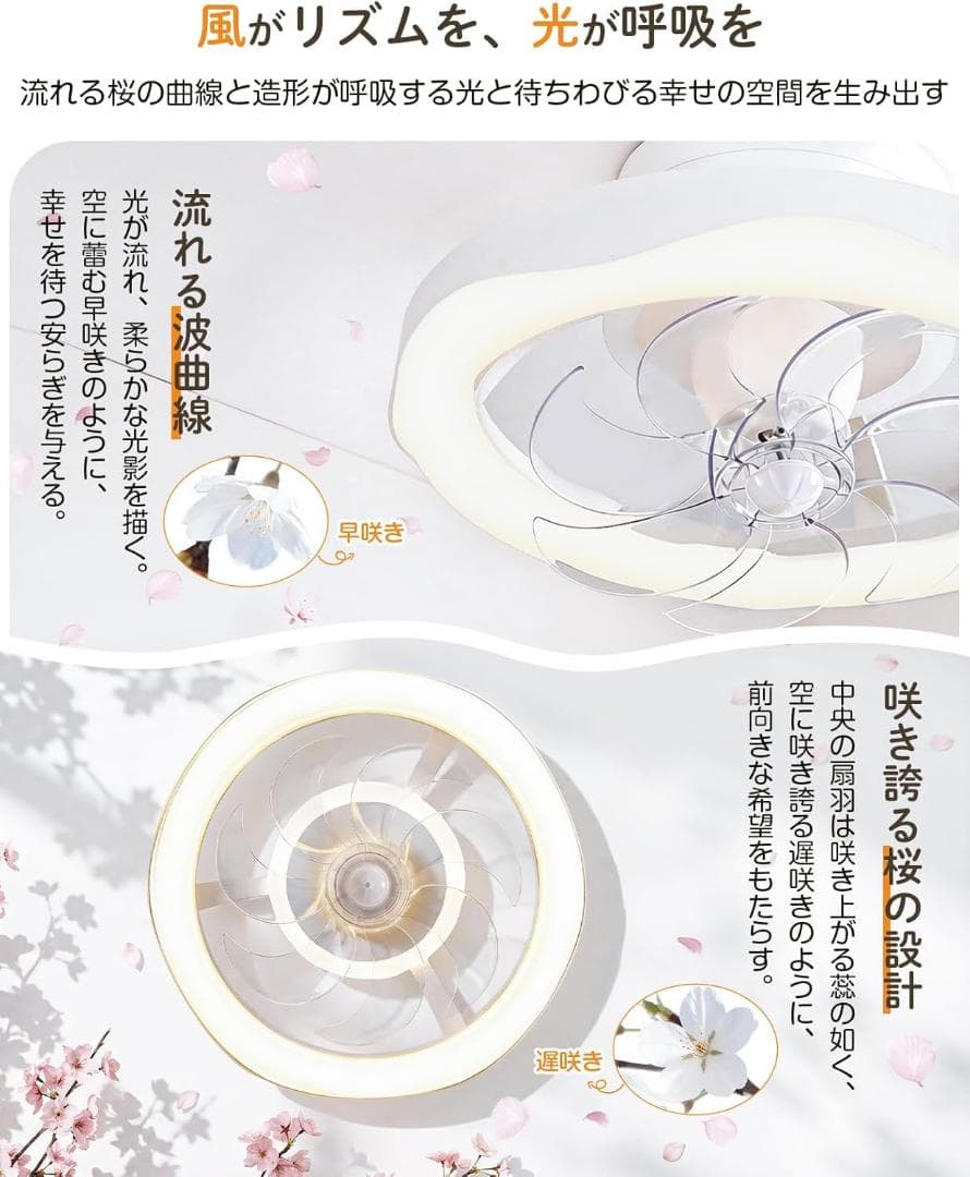 2026業界初❣️花感モデル シーリングファンライト LED 8-10畳 49㎝