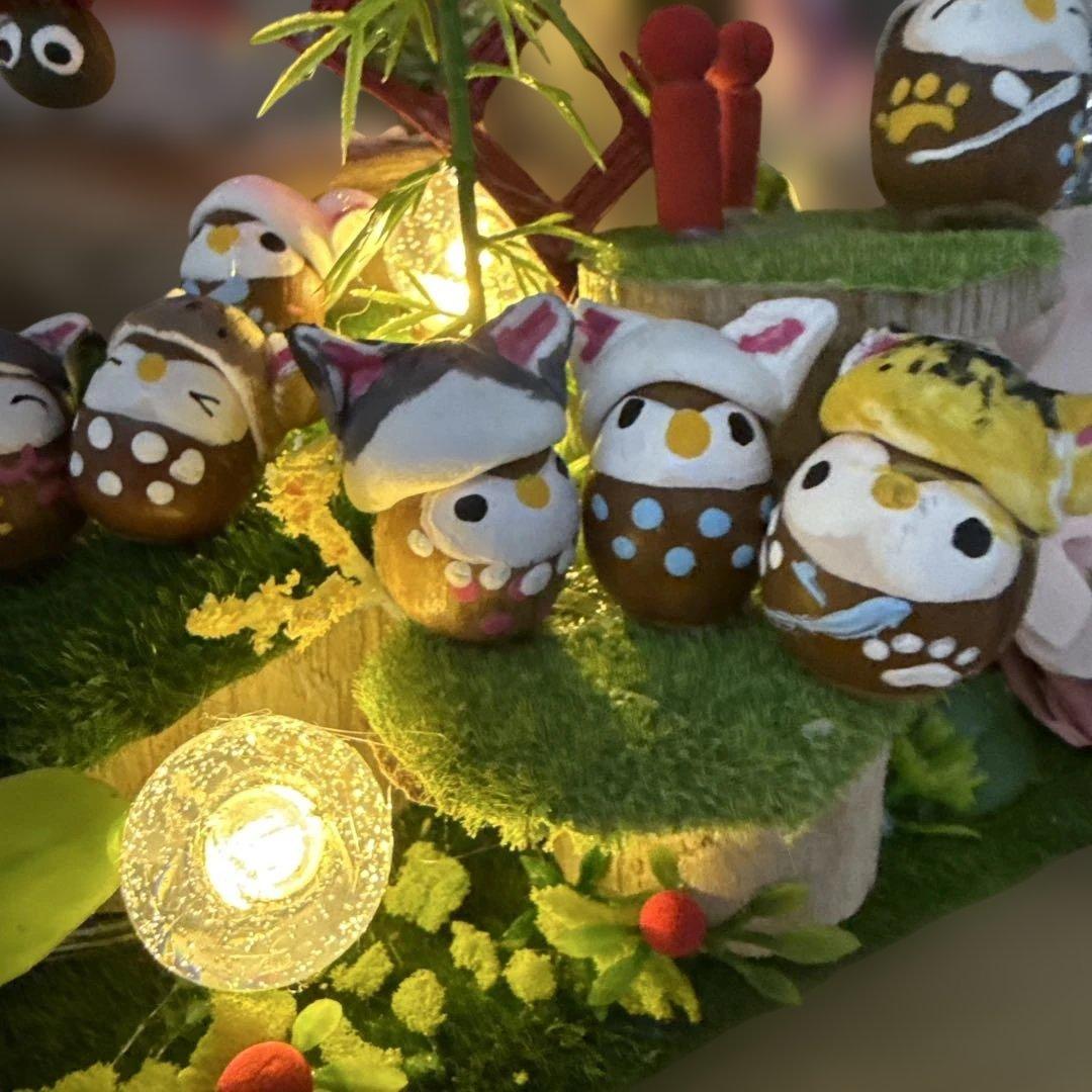 どんぐりアート♡2025年度　猫帽子BIG七夕オブジェ♡