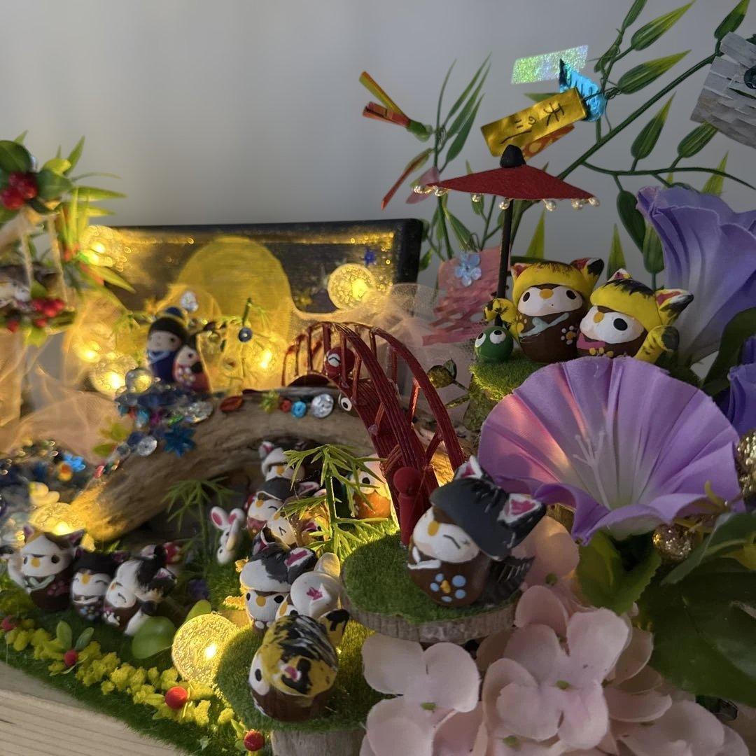 どんぐりアート♡2025年度　猫帽子BIG七夕オブジェ♡
