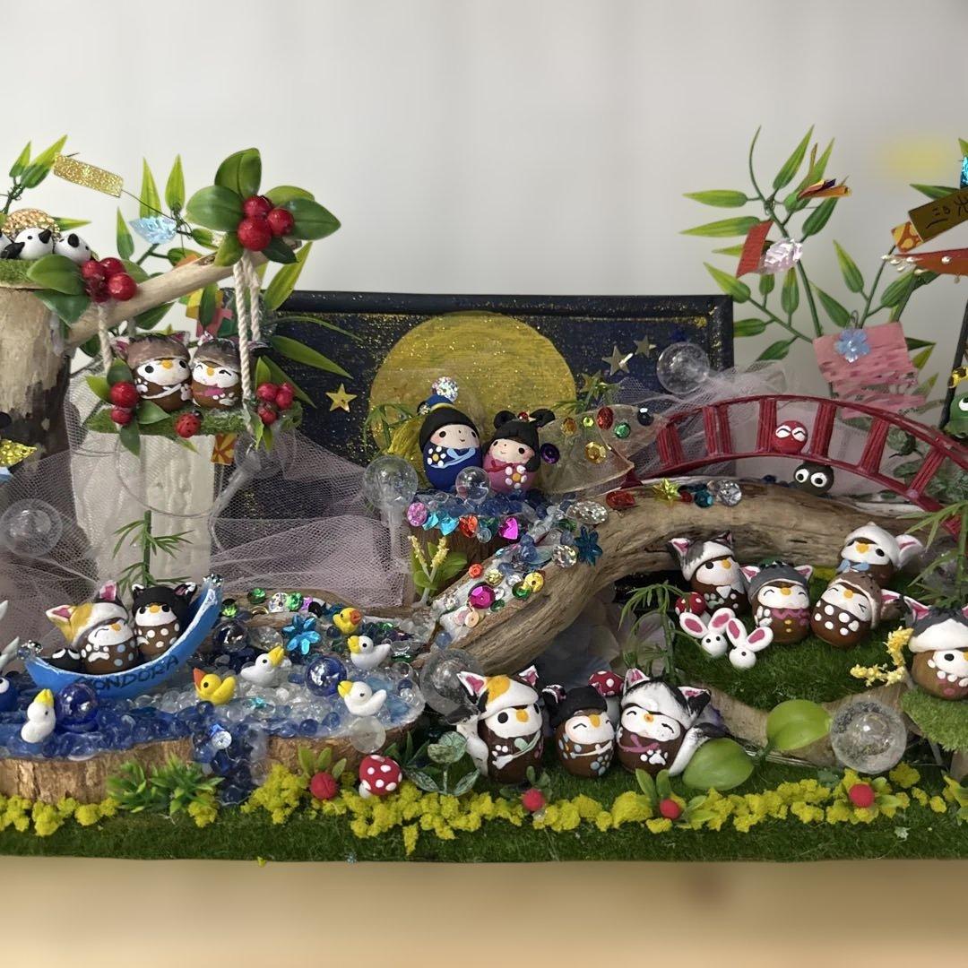 どんぐりアート♡2025年度　猫帽子BIG七夕オブジェ♡