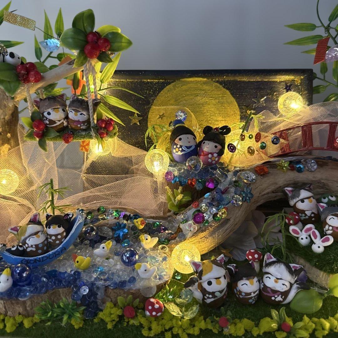 どんぐりアート♡2025年度　猫帽子BIG七夕オブジェ♡