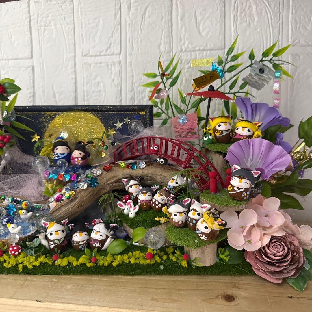 どんぐりアート♡2025年度　猫帽子BIG七夕オブジェ♡