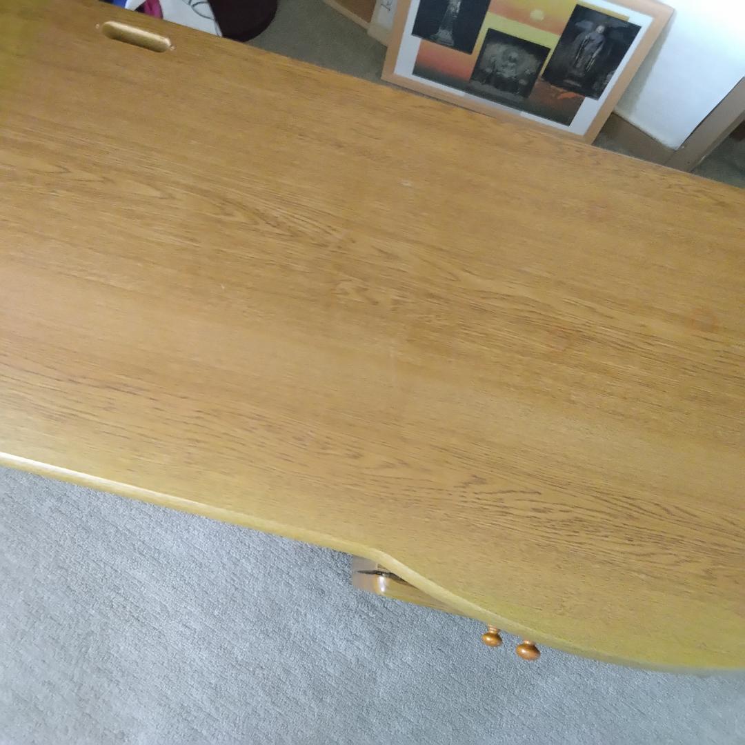 新春大セール！美品！木製デスクPC置き台付きワゴン引き出し2つ付き ブラウン