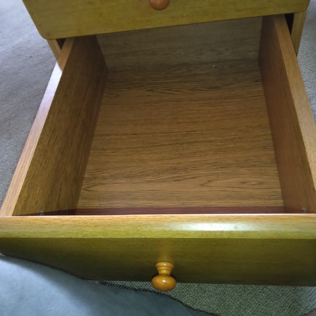 新春大セール！美品！木製デスクPC置き台付きワゴン引き出し2つ付き ブラウン