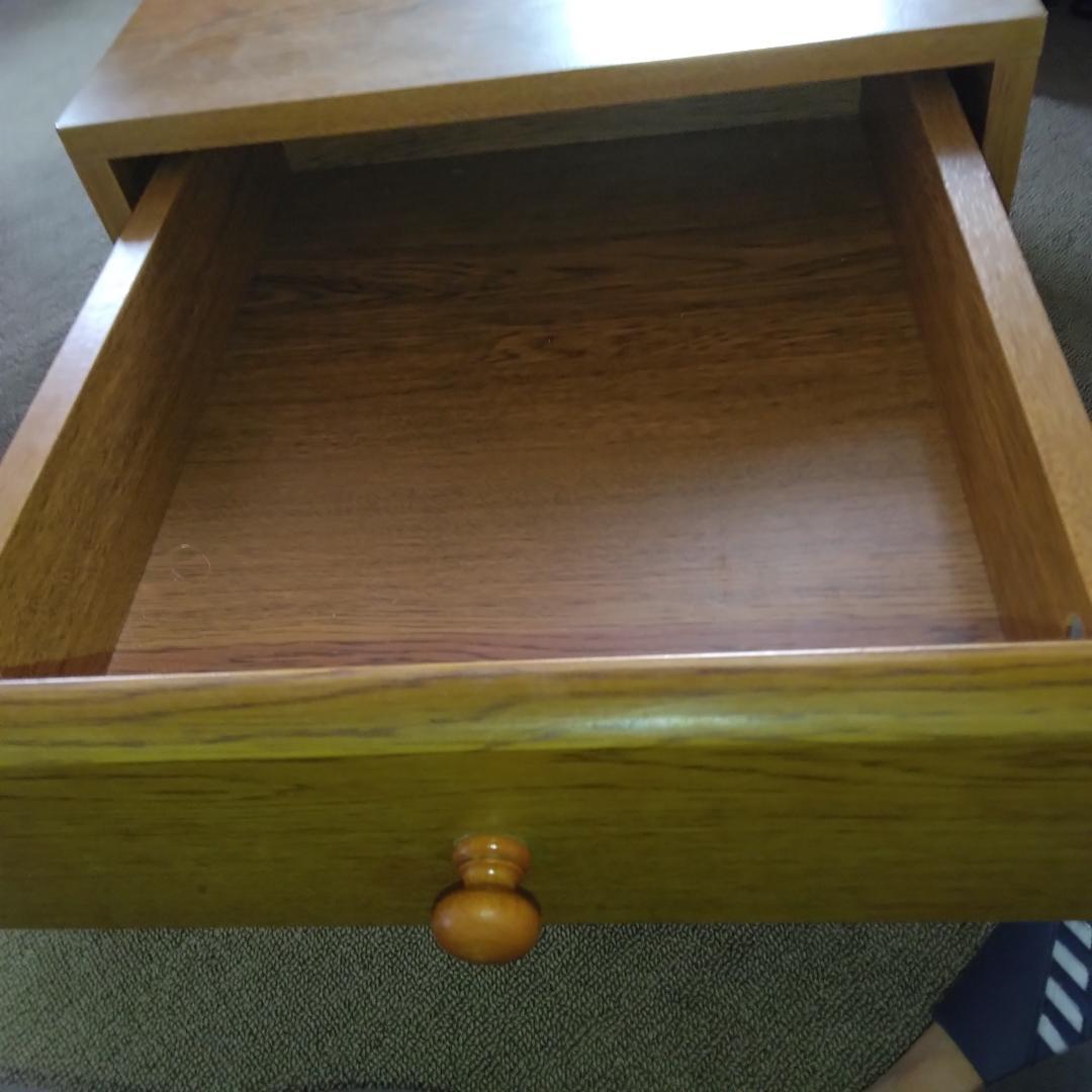 新春大セール！美品！木製デスクPC置き台付きワゴン引き出し2つ付き ブラウン