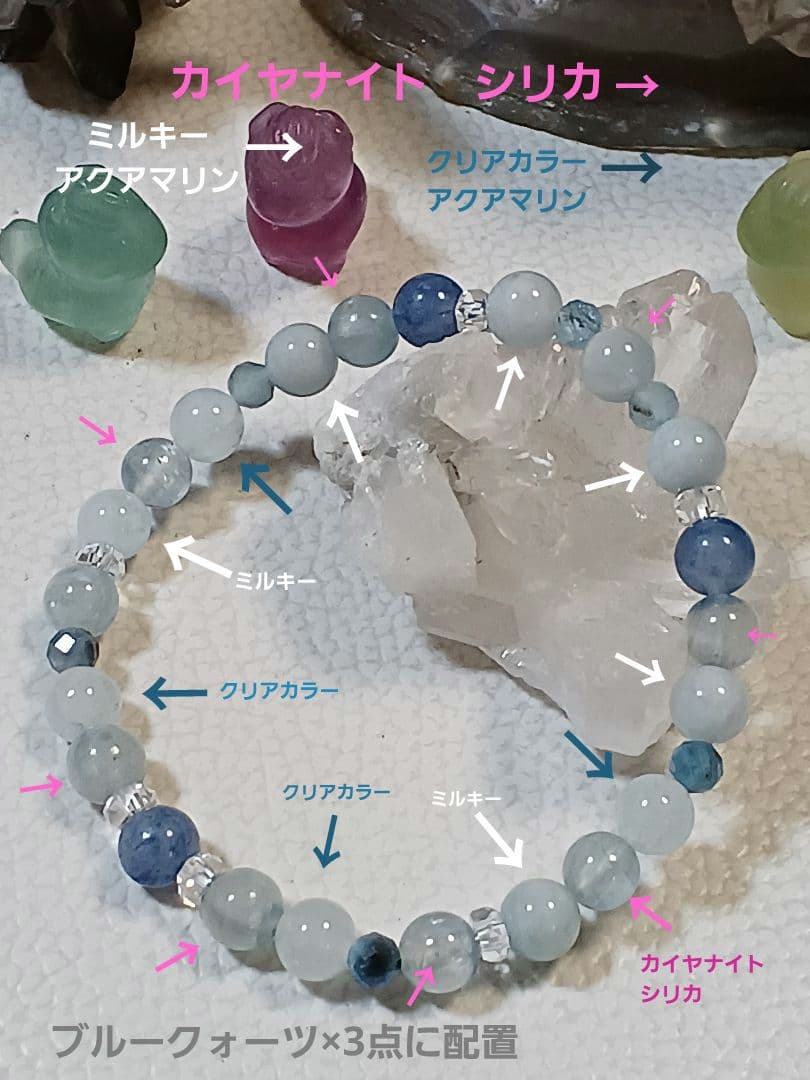 パワーストーン　天然石　お守り　ブレスレット　カイヤナイトシリカ