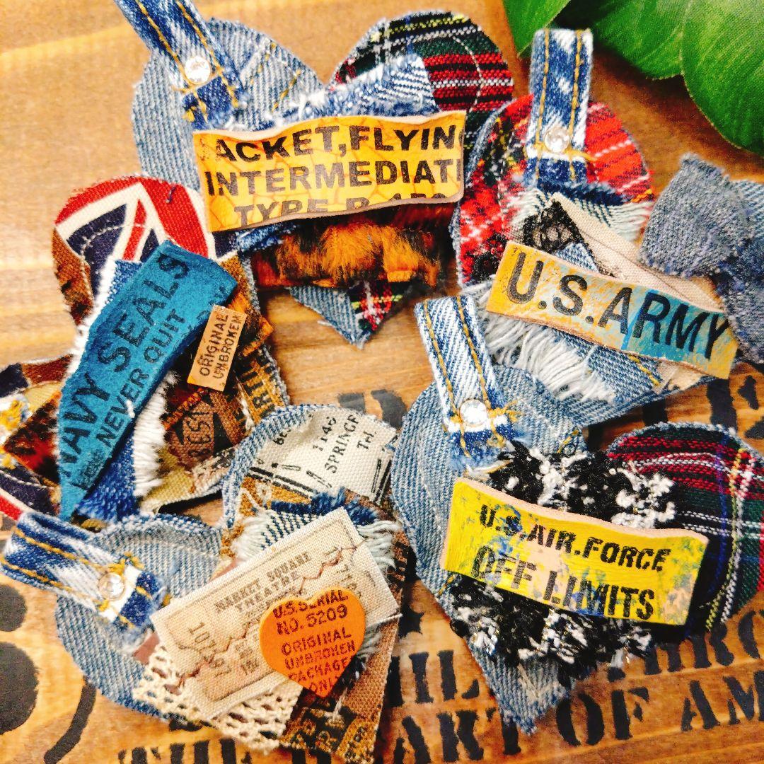 678♡クッション　チャーム　ハート　ヴィンテージ　ジャンクジャーナル　材料