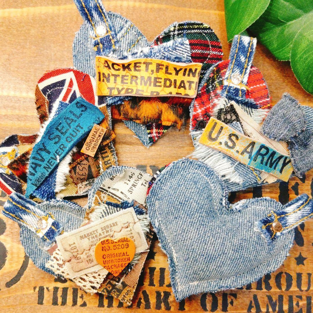 678♡クッション　チャーム　ハート　ヴィンテージ　ジャンクジャーナル　材料