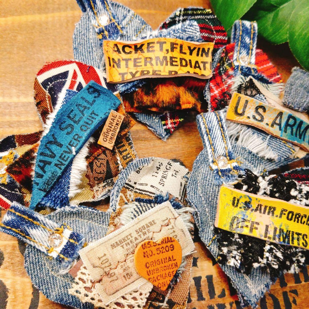 678♡クッション　チャーム　ハート　ヴィンテージ　ジャンクジャーナル　材料