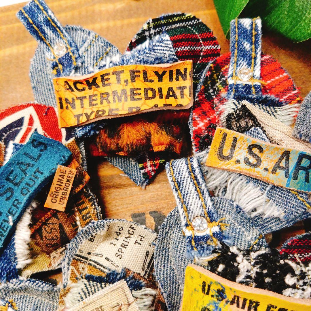 678♡クッション　チャーム　ハート　ヴィンテージ　ジャンクジャーナル　材料