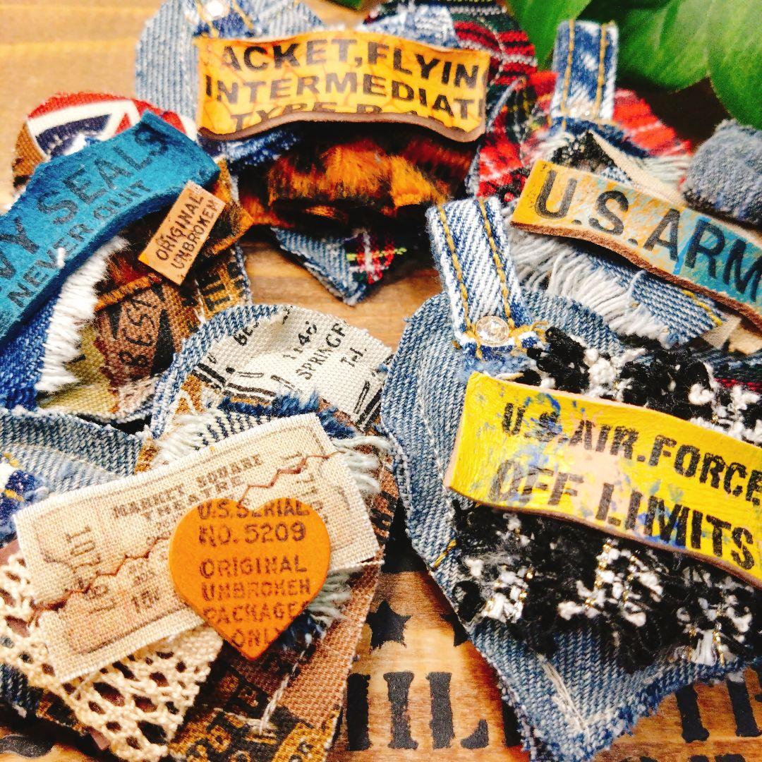 678♡クッション　チャーム　ハート　ヴィンテージ　ジャンクジャーナル　材料