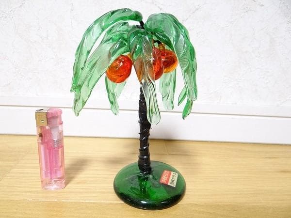 80年代 ビンテージ 沖縄観光記念 琉球ガラス ヤシの木 南国 レトロ 当時物
