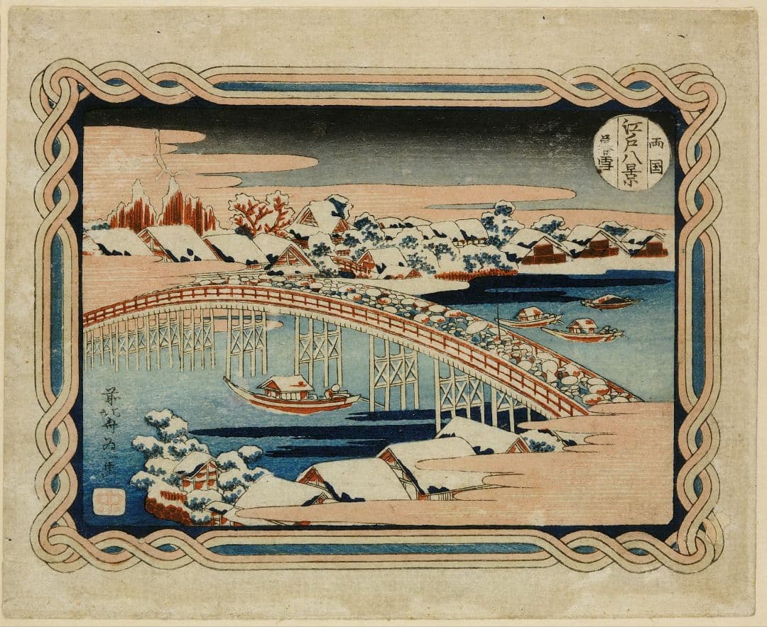 葛飾北斎作　浮世絵「江戸八景」越前和紙複製画(全8点)