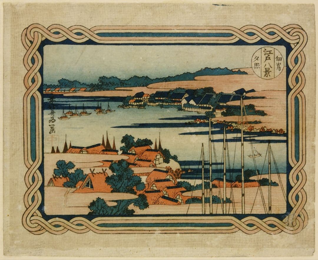 葛飾北斎作　浮世絵「江戸八景」越前和紙複製画(全8点)