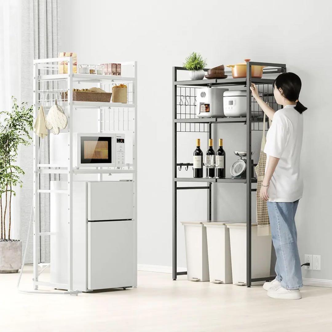 ❤️大特価❤️ 冷蔵庫上ラック ゴミ箱上ラック キッチンラック ブラック