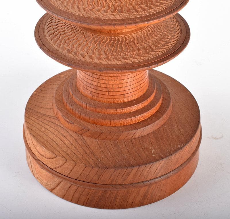 浮月挽物名工　田中光月作　塔　高さ約53.5cm　ガラスケース　V　R4231B