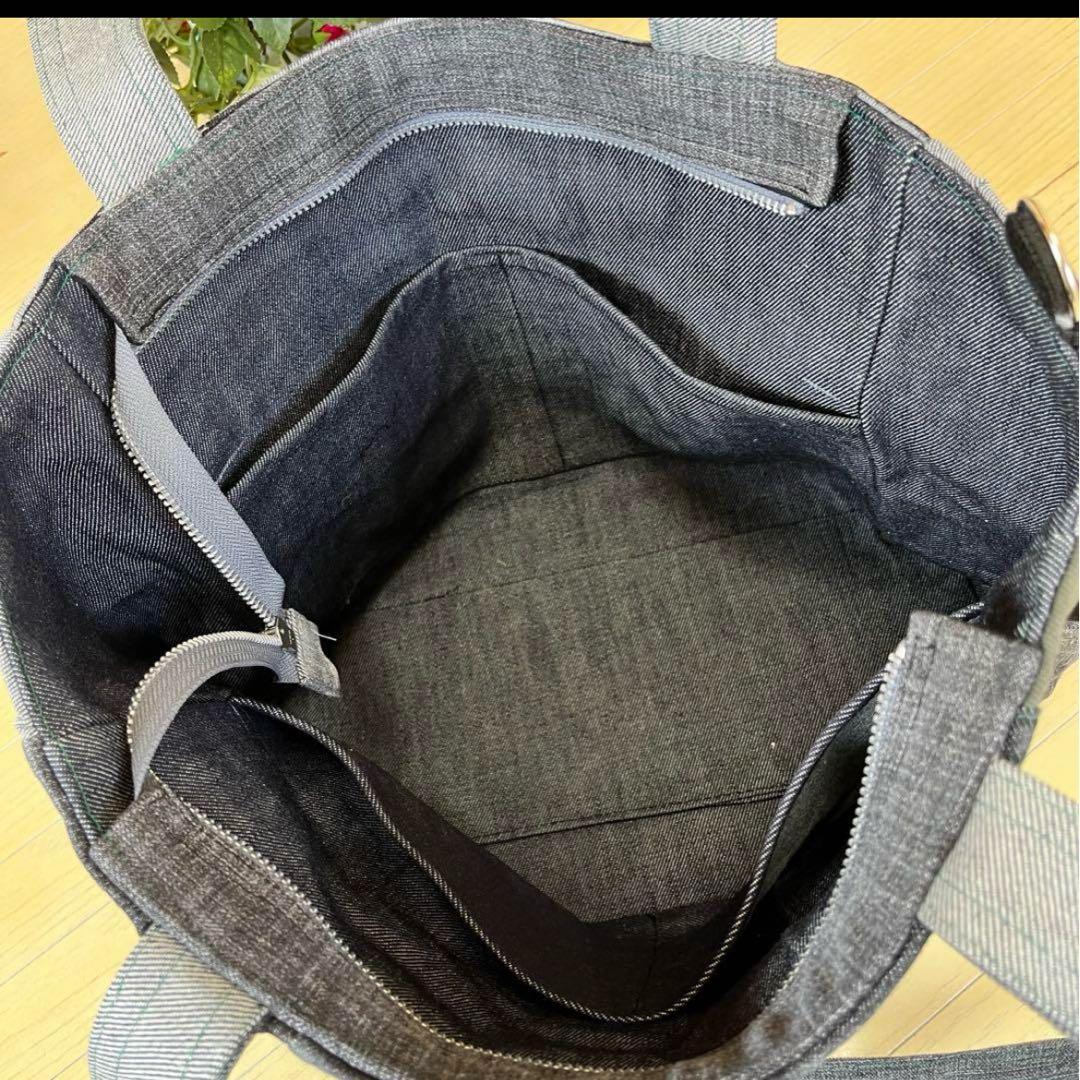 黒デニムトートバッグ　ショルダー　big size ハンドメイド
