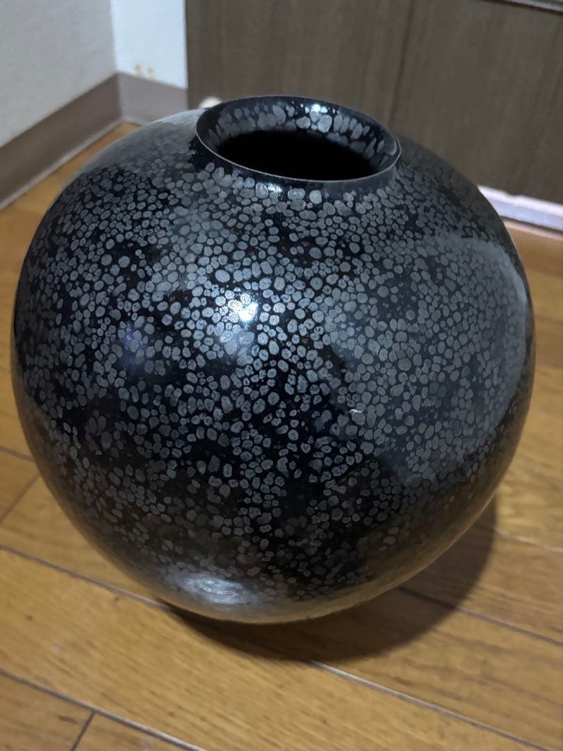 久田重義　油滴天目壺　常滑焼　轍窯　共木箱　栞　花瓶