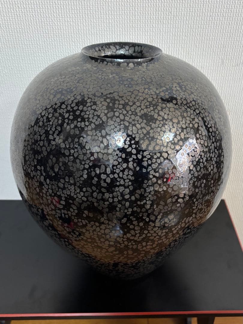 久田重義　油滴天目壺　常滑焼　轍窯　共木箱　栞　花瓶