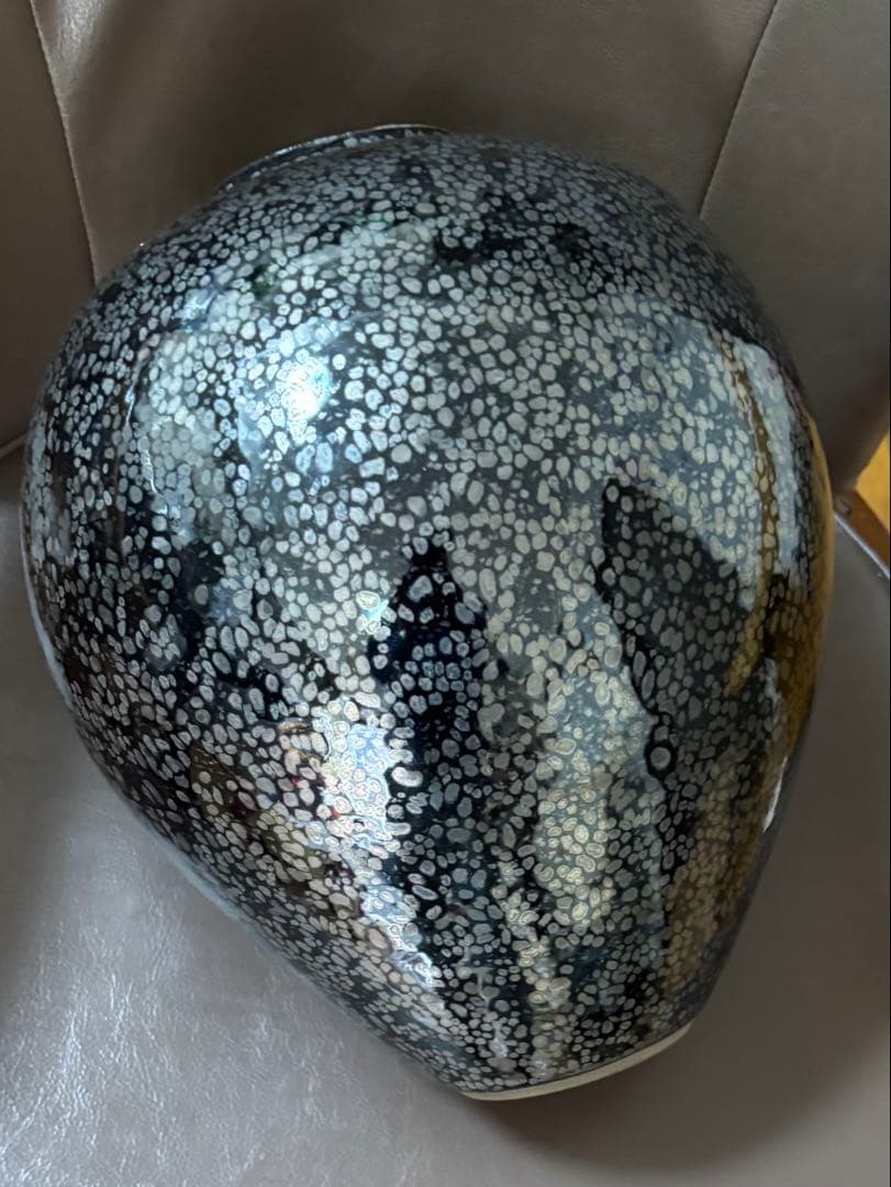 久田重義　油滴天目壺　常滑焼　轍窯　共木箱　栞　花瓶