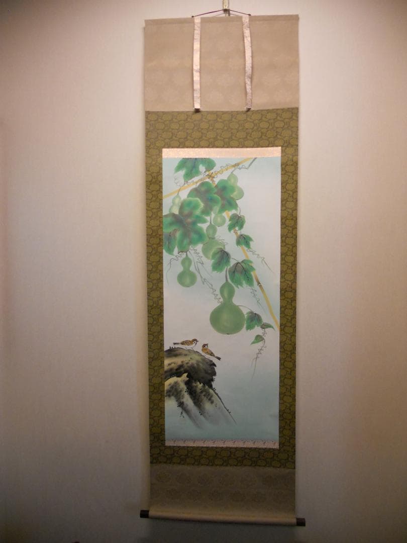 掛け軸 邦夫 開運六瓢 絹本 希少 軸装 茶道具 掛軸 美品 です。