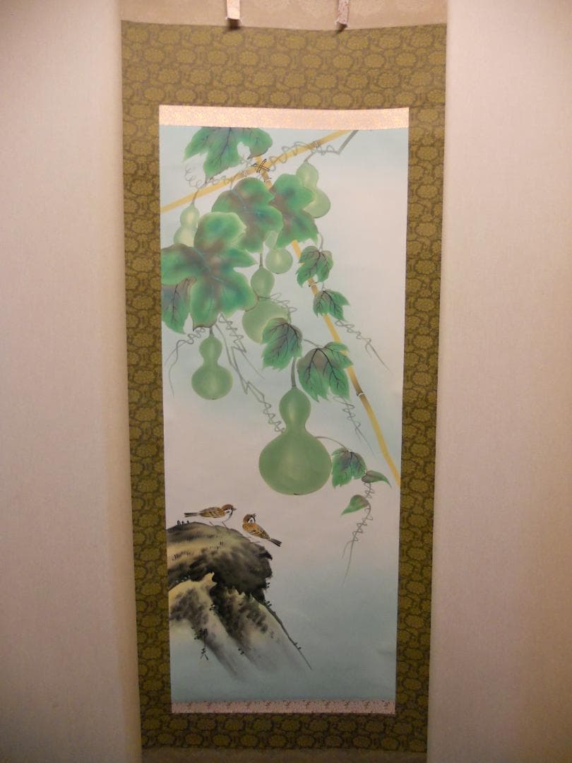 掛け軸 邦夫 開運六瓢 絹本 希少 軸装 茶道具 掛軸 美品 です。