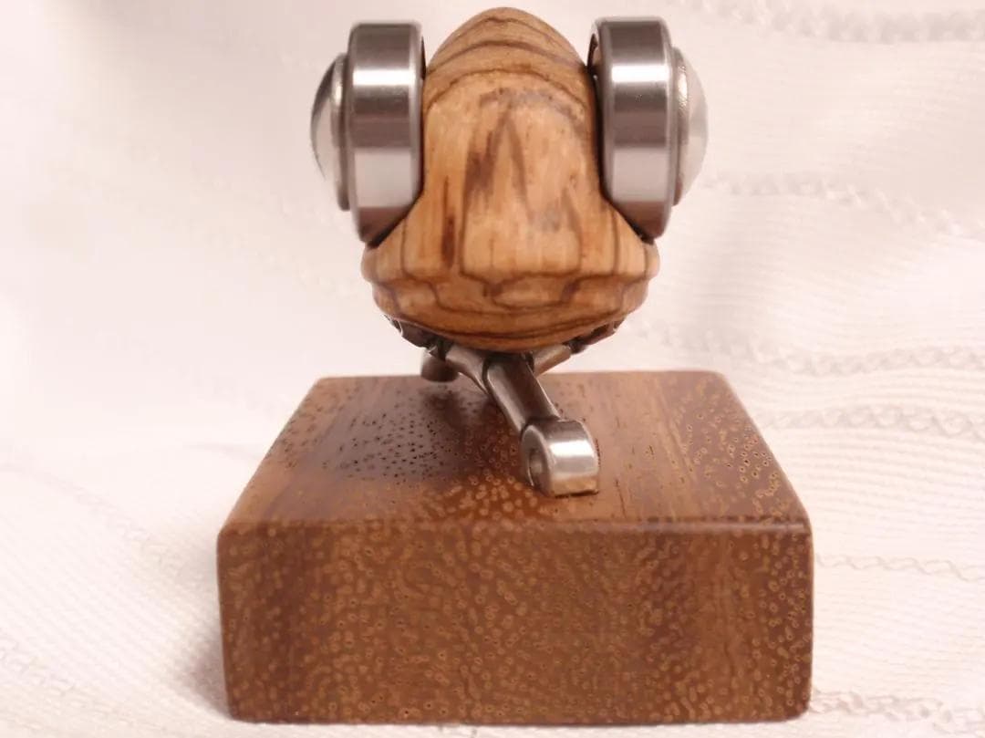 金木工房 カメレオン の 置き物 キーホルダー ゼブラウッド