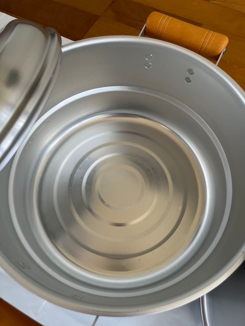 アルミ蒸し器 シルバー 木製ハンドル