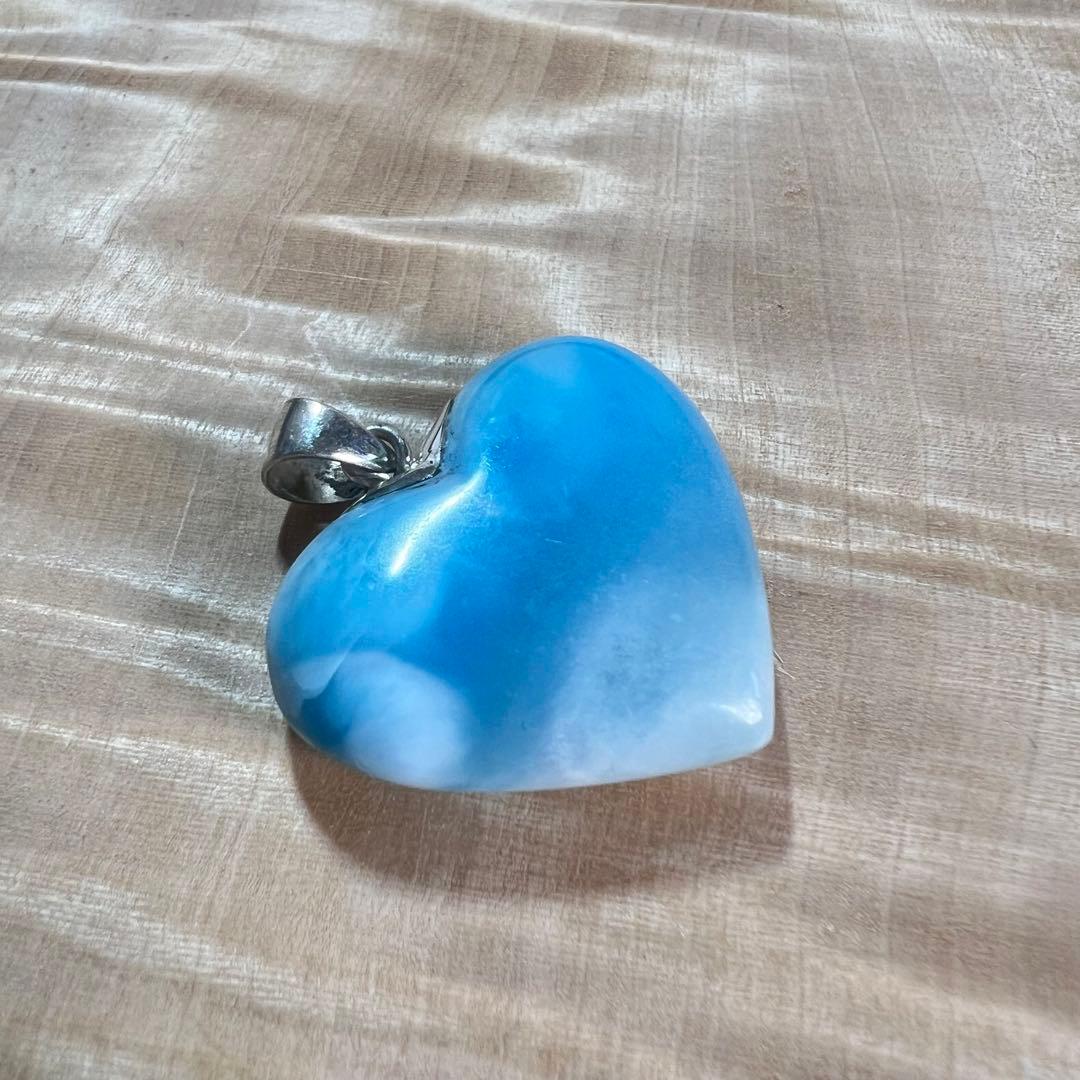 高品質　ラリマー　ハート型ペンダント　ネックレス　2-5