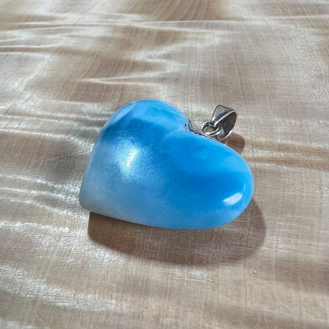 高品質　ラリマー　ハート型ペンダント　ネックレス　2-5