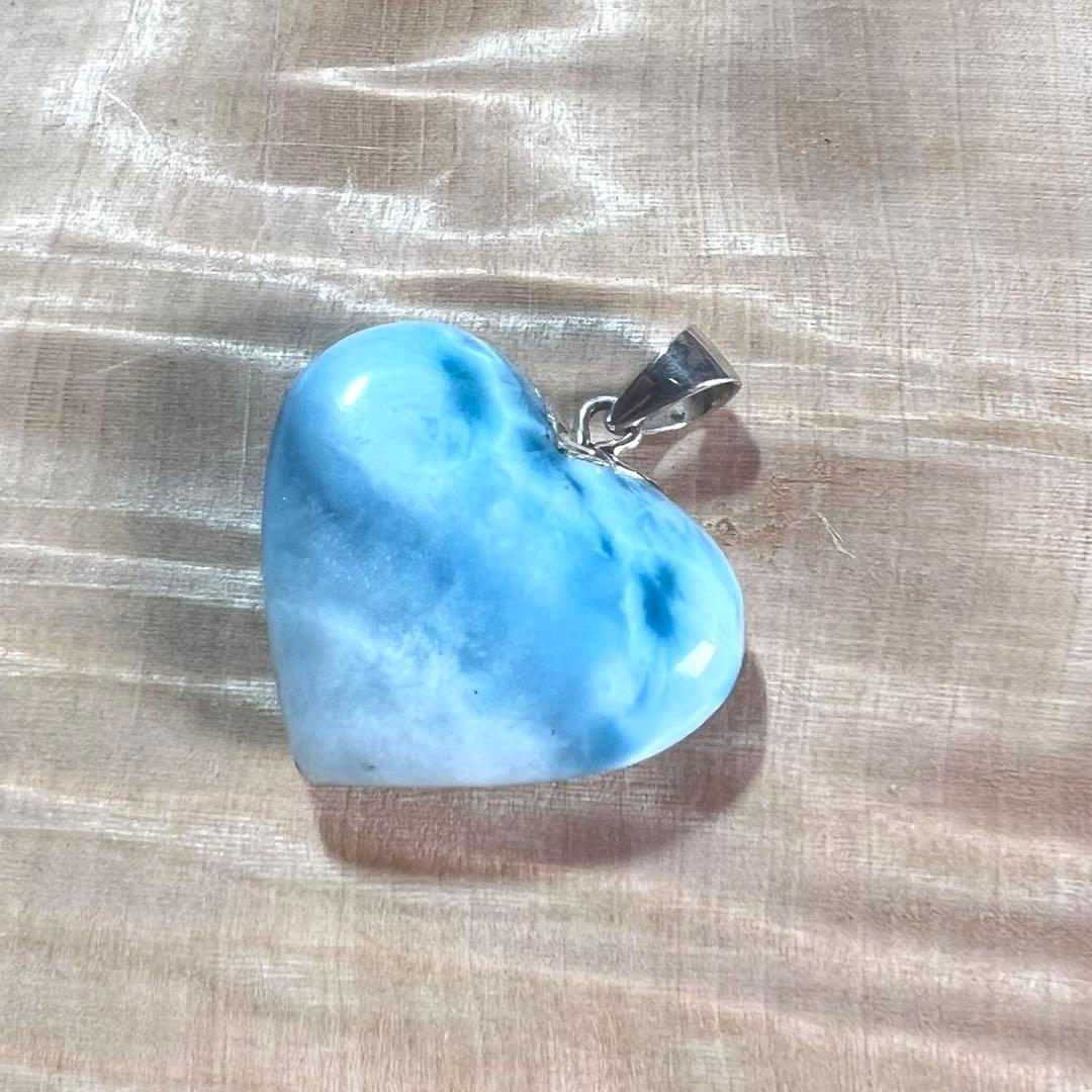 高品質　ラリマー　ハート型ペンダント　ネックレス　2-5