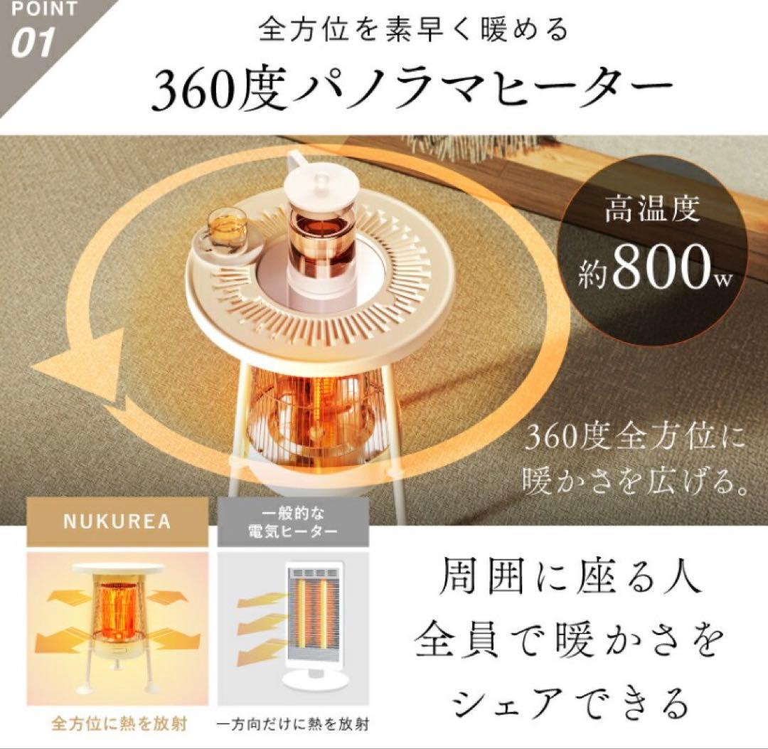 美品　⭐️NUKUREA 速暖 省エネ 電気ヒーター ストーブ　オレンジ光⭐️