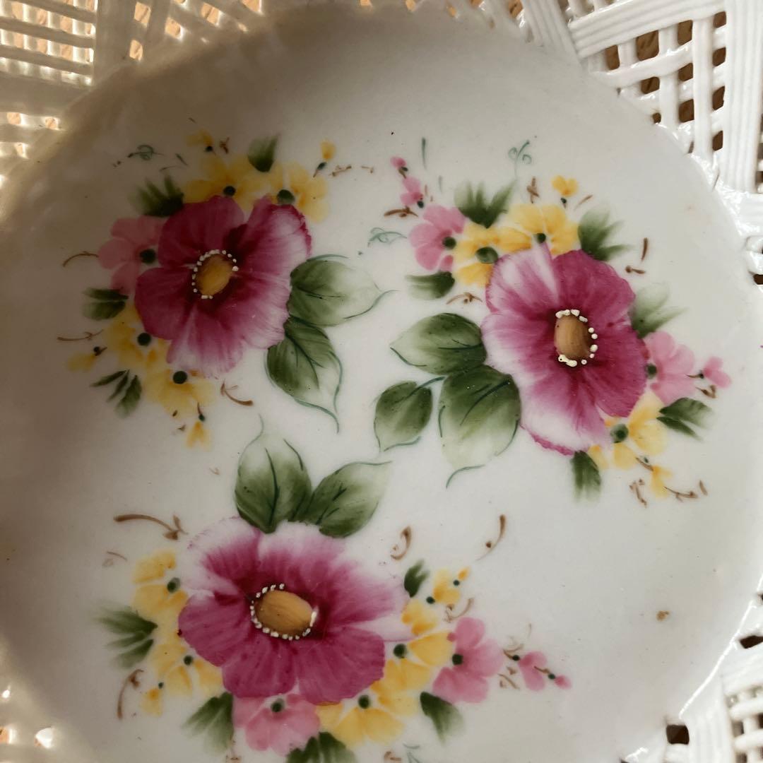 ドイツ　Scheurich 手描き花柄陶器プレート