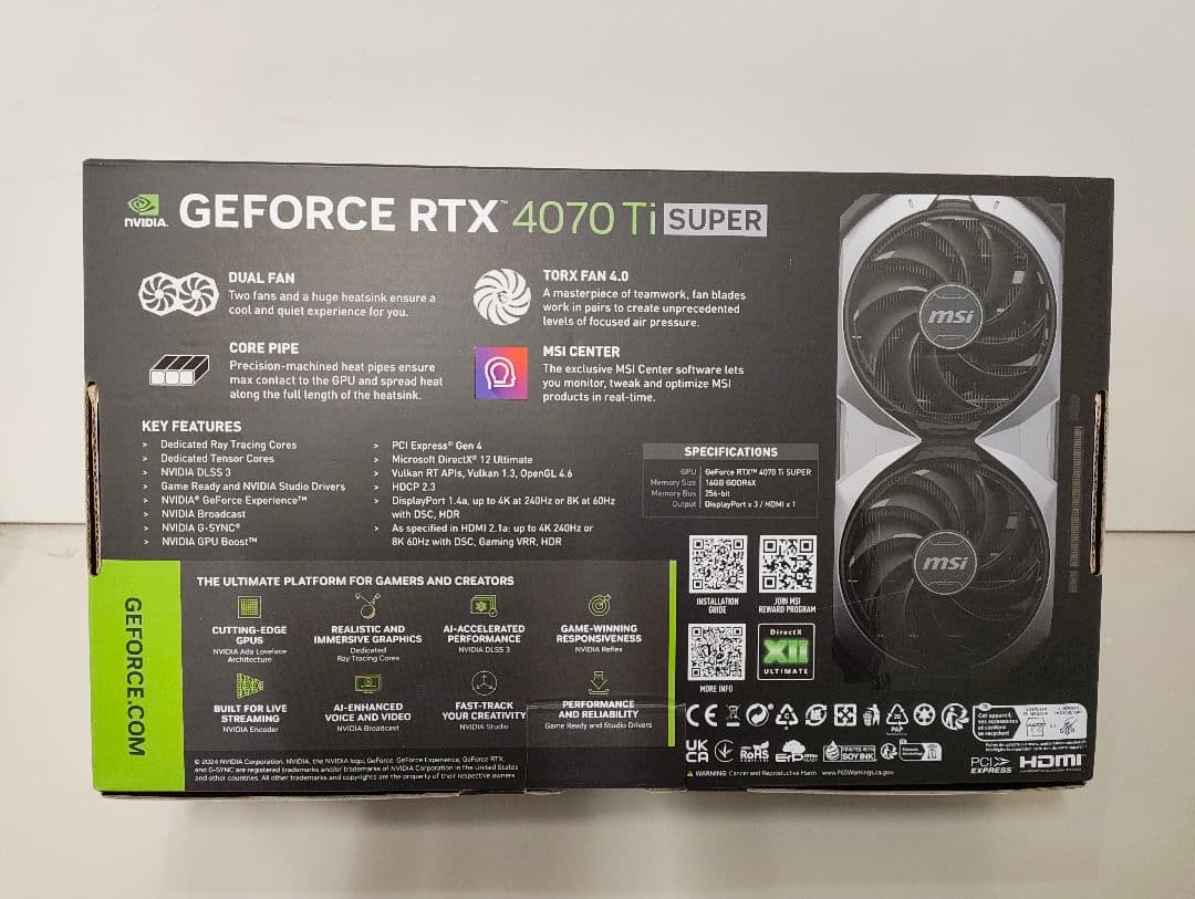 グラフィックボード・グラボ・ビデオカード MSI GeForce RTX 4070 Ti Super OC 16GB