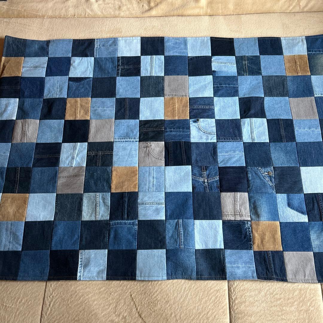 デニムリメイクブランケットマルチカバーラグビックサイズ