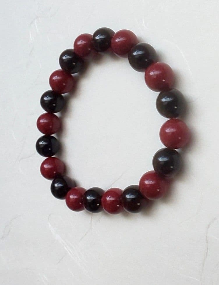 モリオン × 赤朱砂 10mm メンズ 17cm パワーストーン