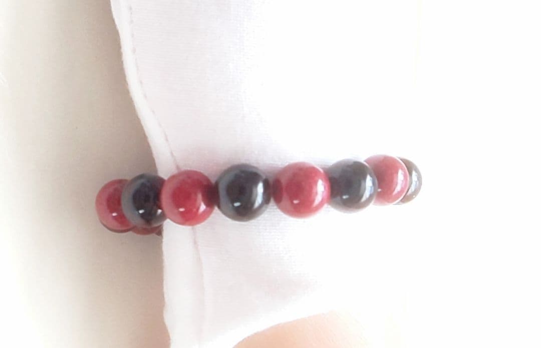 モリオン × 赤朱砂 10mm メンズ 17cm パワーストーン