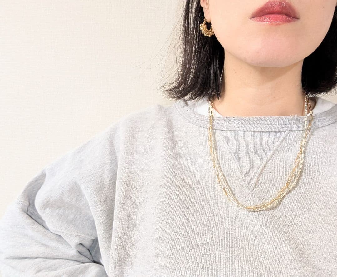 gold✕silverbeadsネックレス