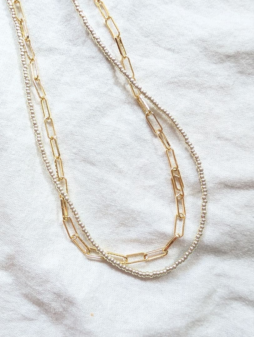 gold✕silverbeadsネックレス