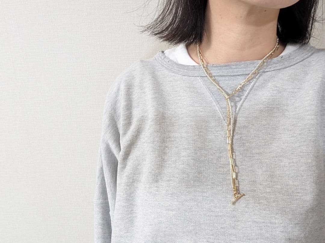 gold✕silverbeadsネックレス