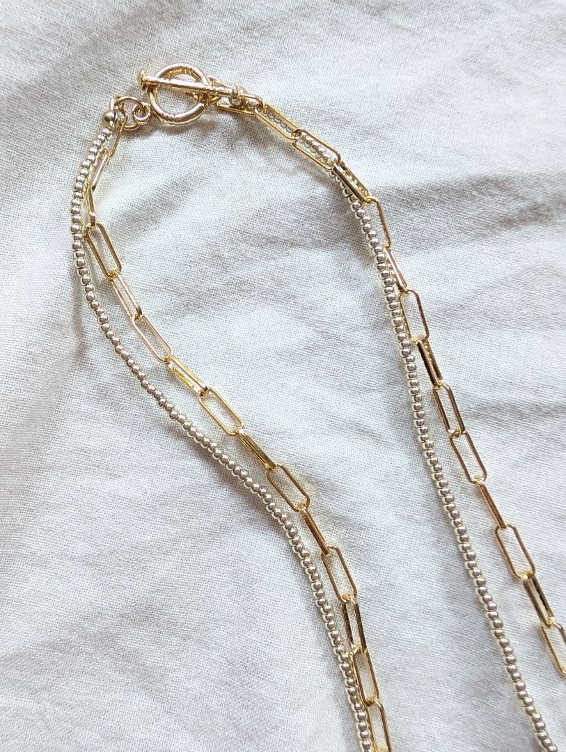 gold✕silverbeadsネックレス