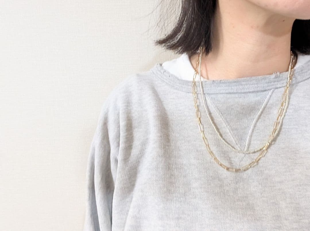 gold✕silverbeadsネックレス