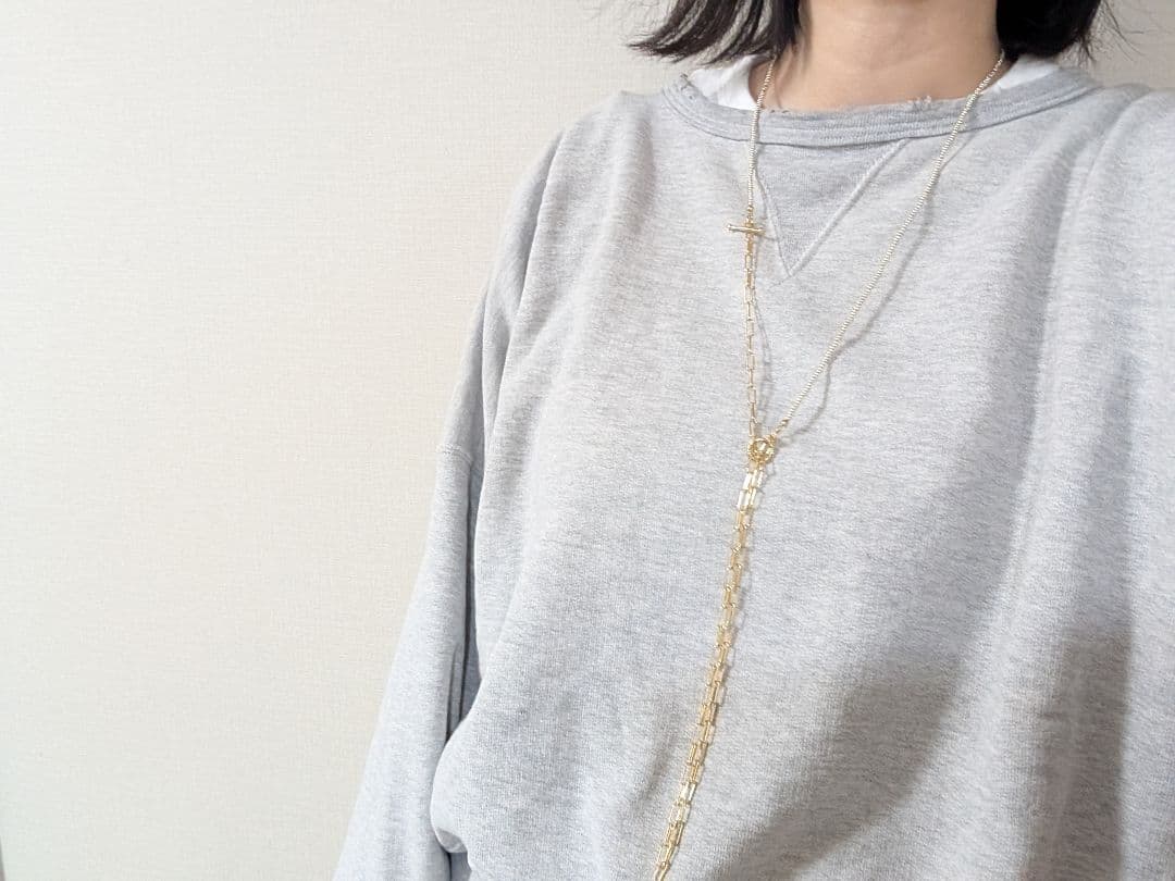 gold✕silverbeadsネックレス