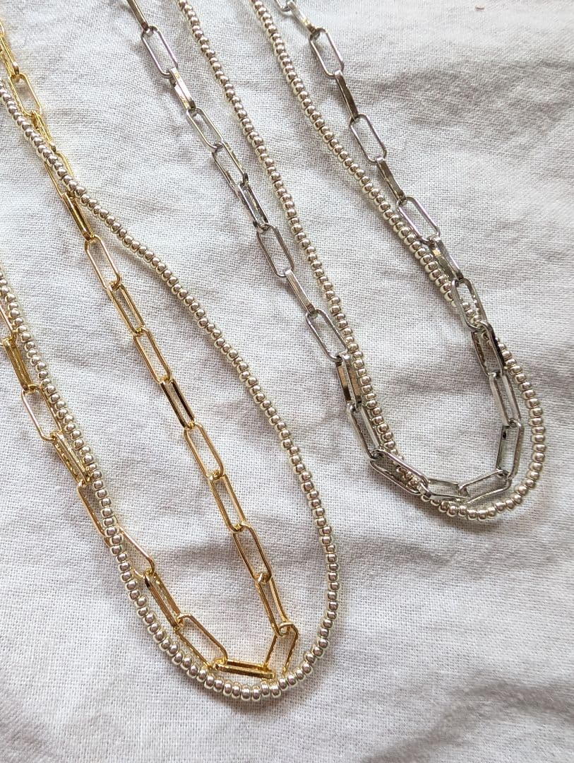 gold✕silverbeadsネックレス