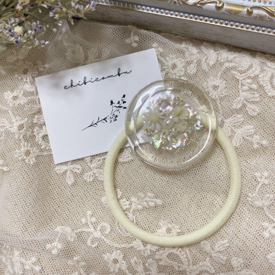 ハンドメイド　レジン　お花　ヘアゴム　ポニーフック　ブローチ　no.180